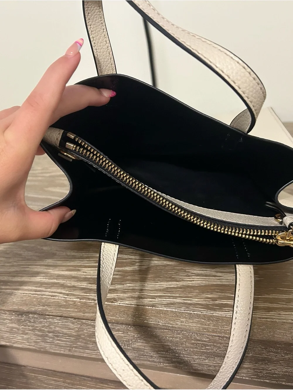 Marc Jacobs Cream Pebbled Leather Tote with Gold Hardware